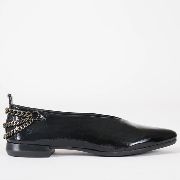 Homers Shoes - Homers Baby Flat with Chain Superluxe Black Patent Leather Shoes Size 7